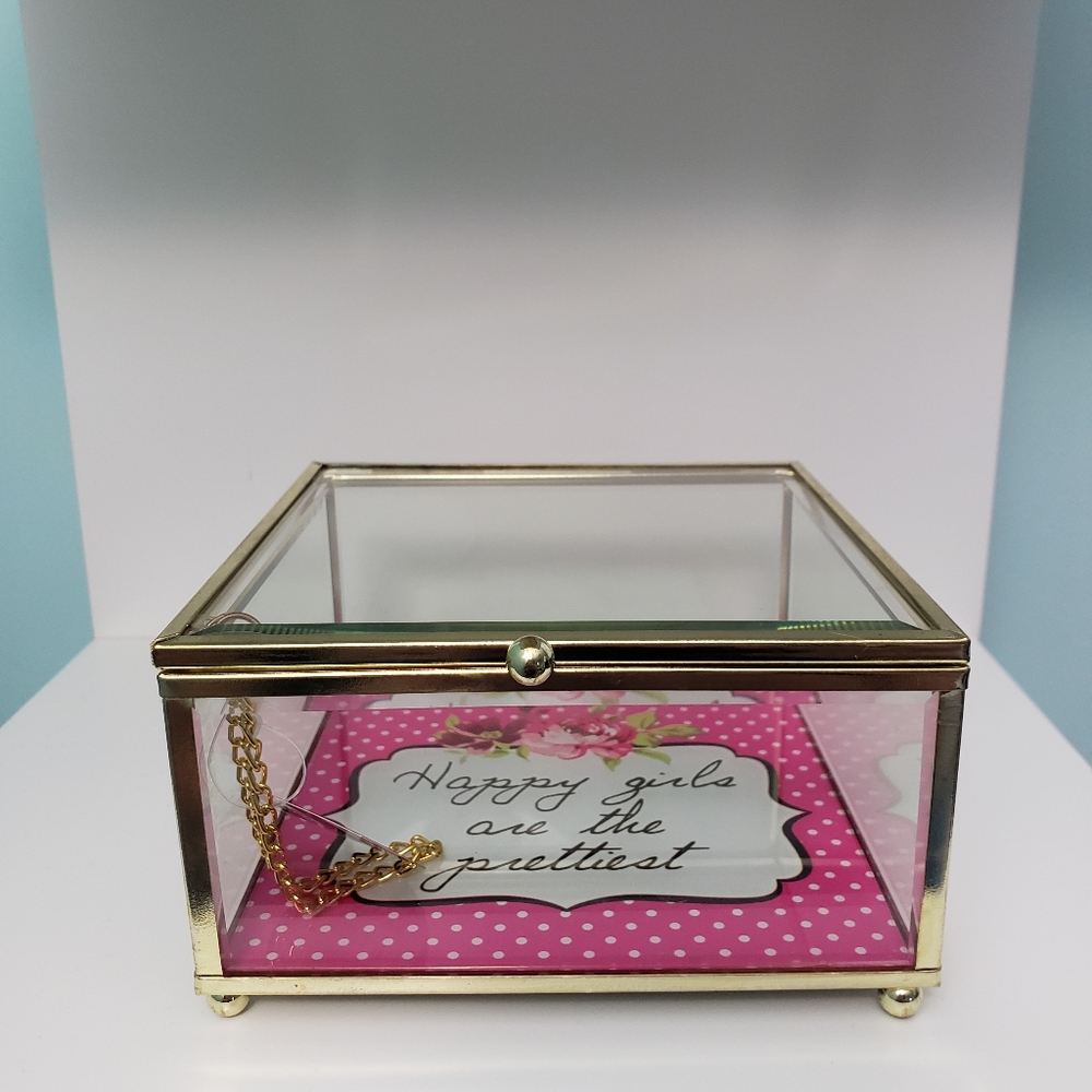 New Gold and Glass Jewelry/trinket Box